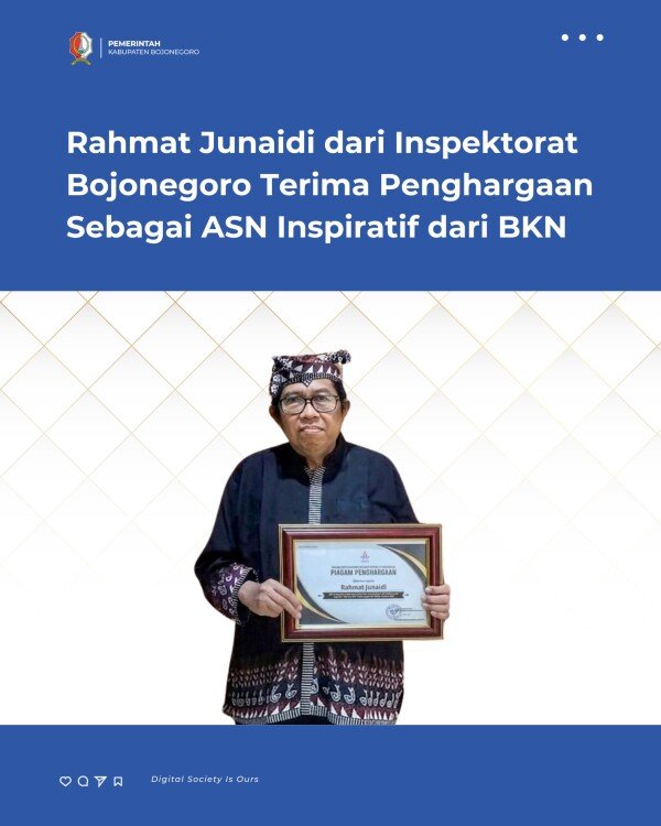 Rahmat Junaidi dari Inspektorat Bojonegoro Terima Penghargaan Sebagai ASN Inspiratif dari BKN