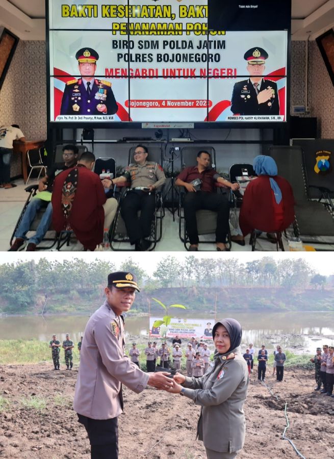 Rakorbin SDM Polri 2023, Polres Bojonegoro Gelar Bakti Kesehatan, Baksos dan Tanam Pohon