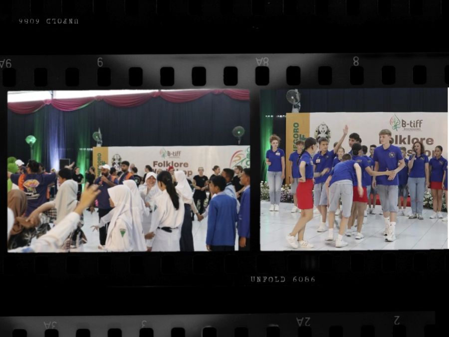Rangkaian Kegiatan 8 Negara Hari Ketiga B-TIFF Ratusan Pelajar Bojonegoro Antusias Belajar Tari
