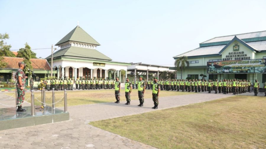 Ratusan personil Jajaran Kodim 0812 Lamongan Laksanakan Apel Siaga Antisipasi Unras