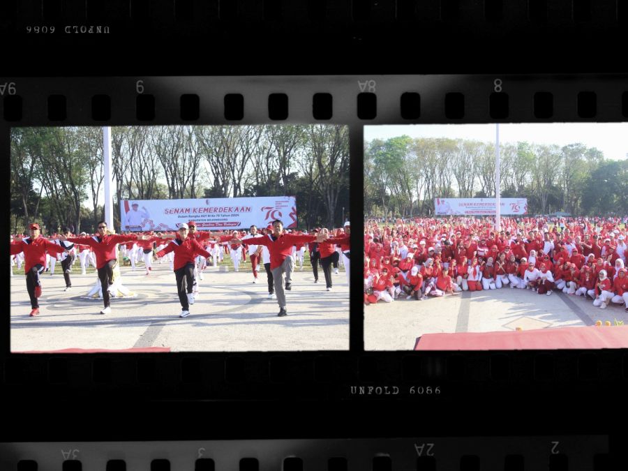 Ribuan Warga Bojonegoro Antusias Ikuti Senam Kemerdekaan di Alun-alun