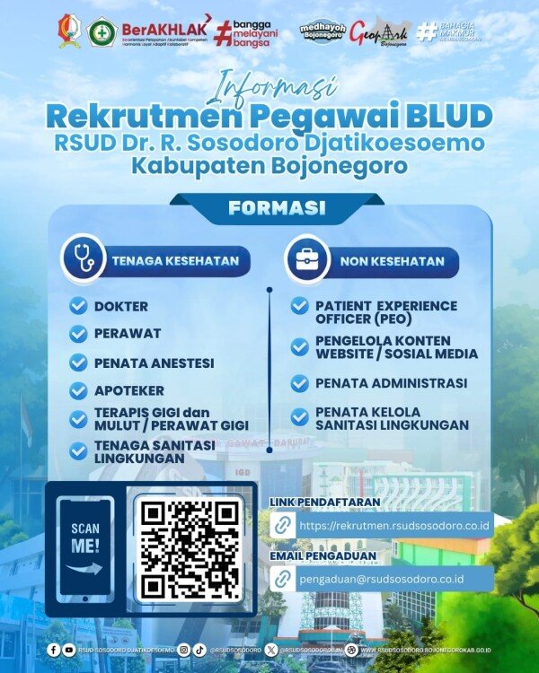 RSUD Dr. R. Sosodoro Djatikoesoemo Bojonegoro Buka Rekrutmen BLUD 2026