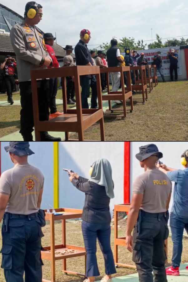 Sambut Hari Pers Nasional Ke-78, Polres Bojonegoro dan Wartawan Latihan Menembak Bersama