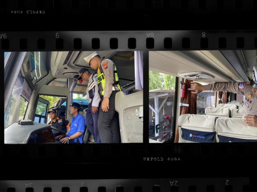 Satlantas Polres Lamongan Lakukan Pengecekan Kelayakan Bus dan Tes Urine,