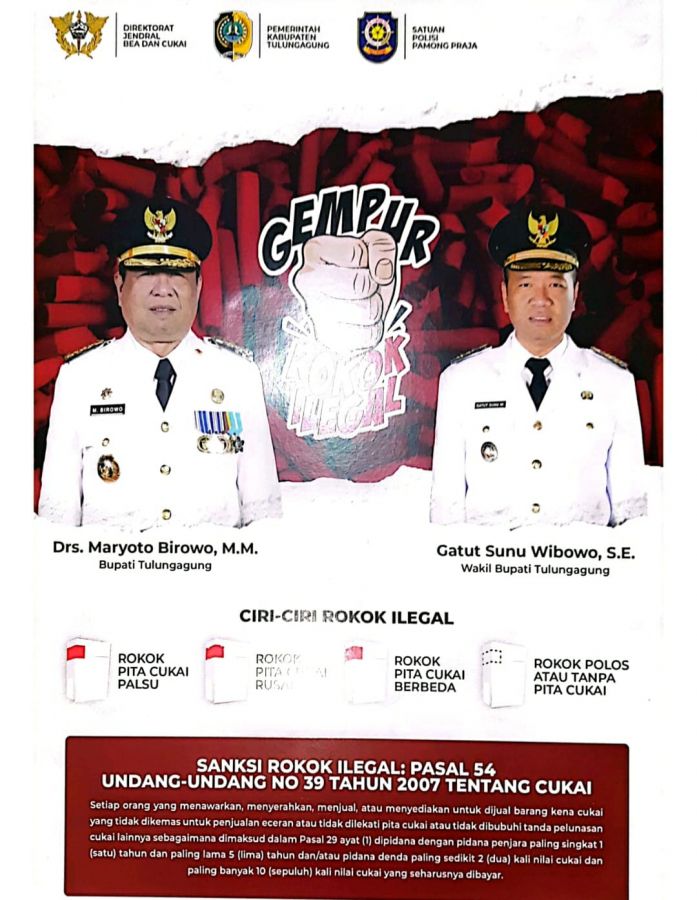 Satpol PP Tulungagung dan Bea Cukai Gelar Sosialisasi Gempur Rokok Ilegal