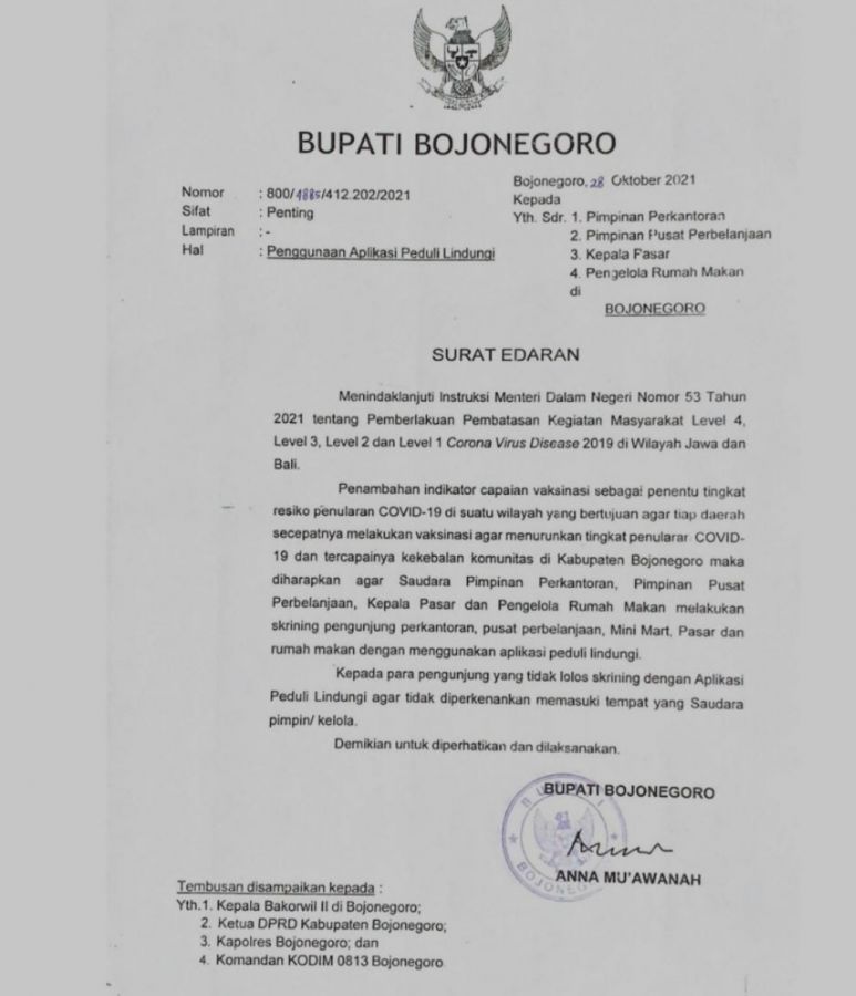 Teruskan Instruksi Mendagri, Pemkab Bojonegoro Keluarkan Surat Edaran
