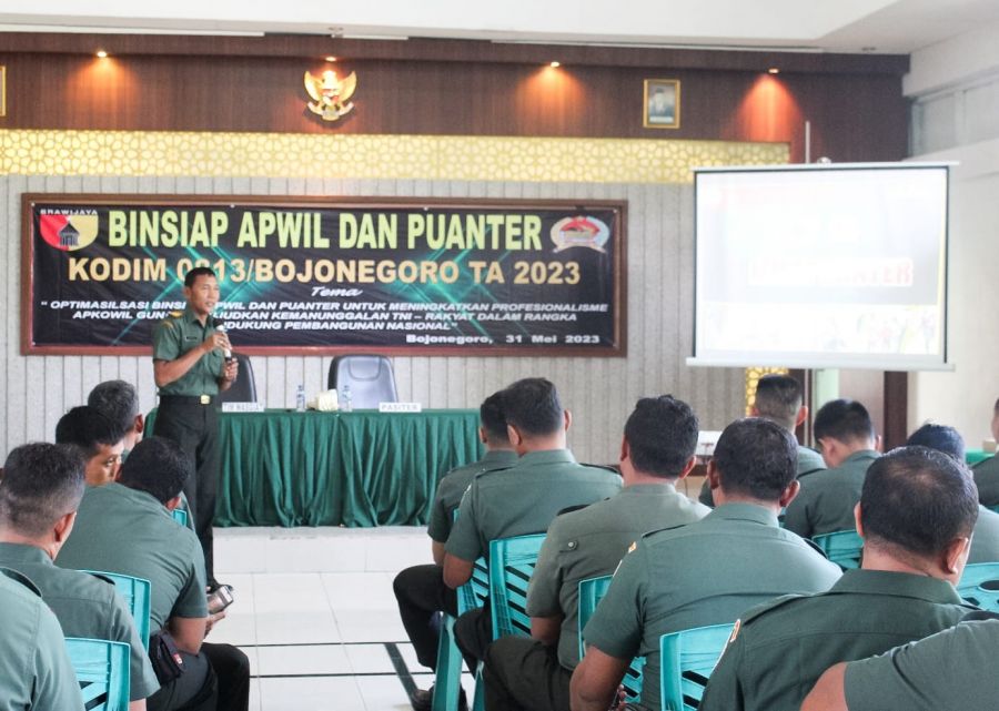 Tingkatkan Kemampuan Teritorial Babinsa, Kodim 0813 Bojonegoro gelar Binsiap Apwil dan Puanter