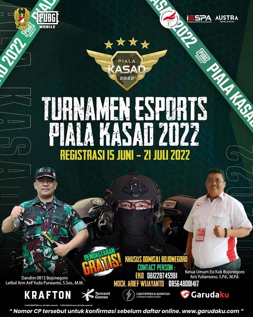 TNI Angkatan Darat Gelar Tournament Esports PUBG Mobile Piala Kasad Tahun 2022