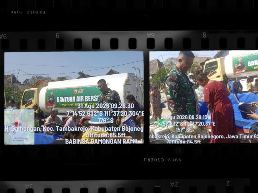 TNI Hadir di Tengah Kekeringan, Kodim 0813 Bojonegoro Salurkan Ribuan Liter Air Bersih untuk Warga