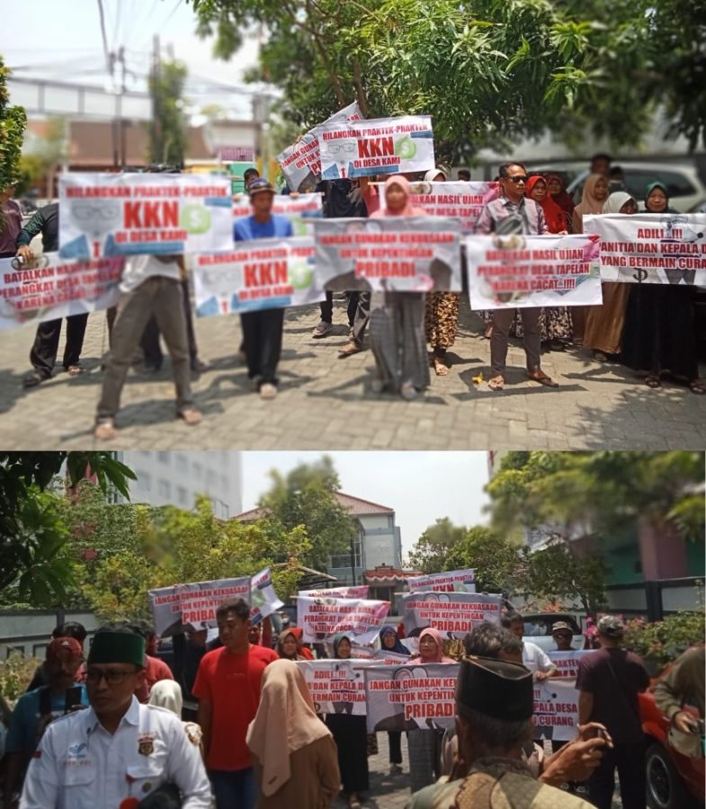 Tolak Hasil Parades Puluhan Warga Desun Sambigerang Geruduk Kantor DPMD Bojonegoro