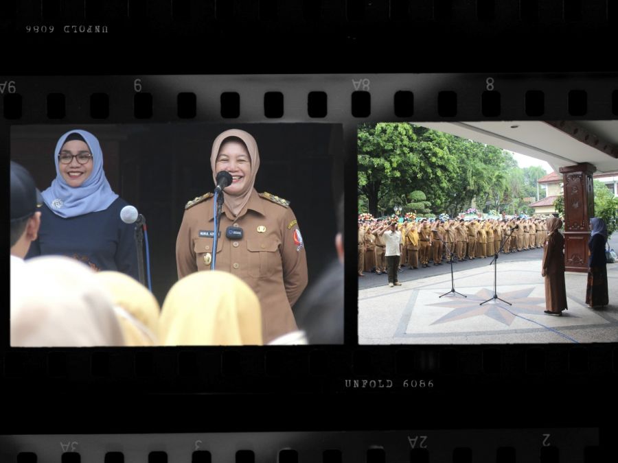 Wakil Bupati Bojonegoro Nurul Azizah dan Istri Bupati Cantika Setyo Wahono Pimpin Apel ASN