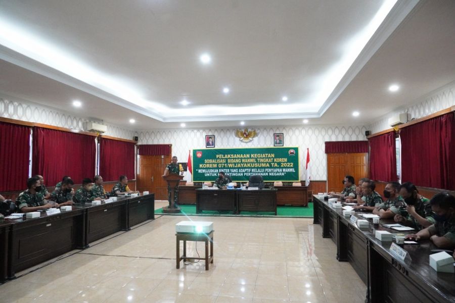 Wujudkan Binter Yang Adaptif, Korem 071/Wijayakusuma Gelar Sosialisasi Bidang Wanwil TA. 2022