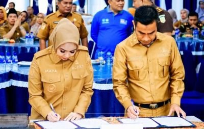 Bupati Labuhanbatu Hj. Maya Hasmita Tandatangani Nota Kesepahaman dengan Kejatisu