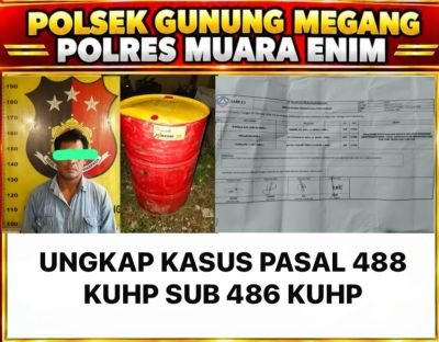 Diduga Gelapkan Drum Oli PT RMK dan Dijual, Pria ini Berhasil diamankan Polsek Gunung Megang
