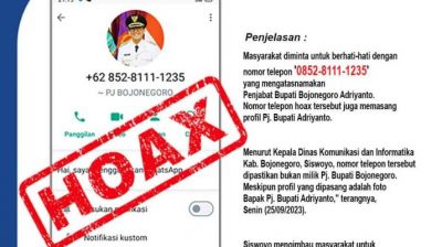 Hoax Nomor Telepon Mengatasnamakan Pj. Bupati Bojonegoro Adriyanto, Masyarakat Diminta Waspada